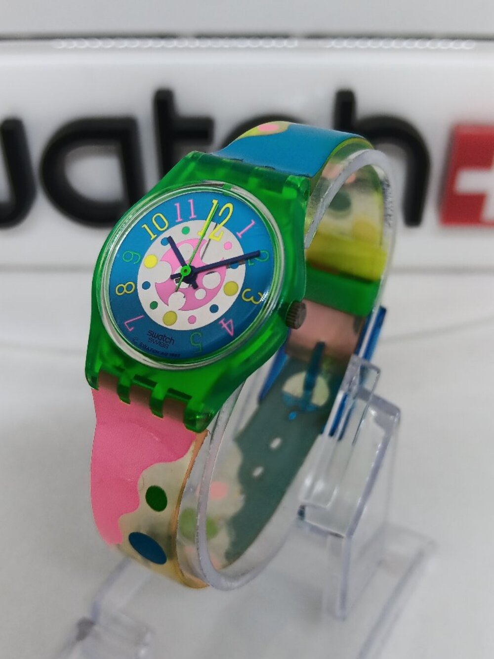 VINTAGE 1993 Swatch LG107 "Pelota" Women's 25mm Swiss Watch NEW BATTERY